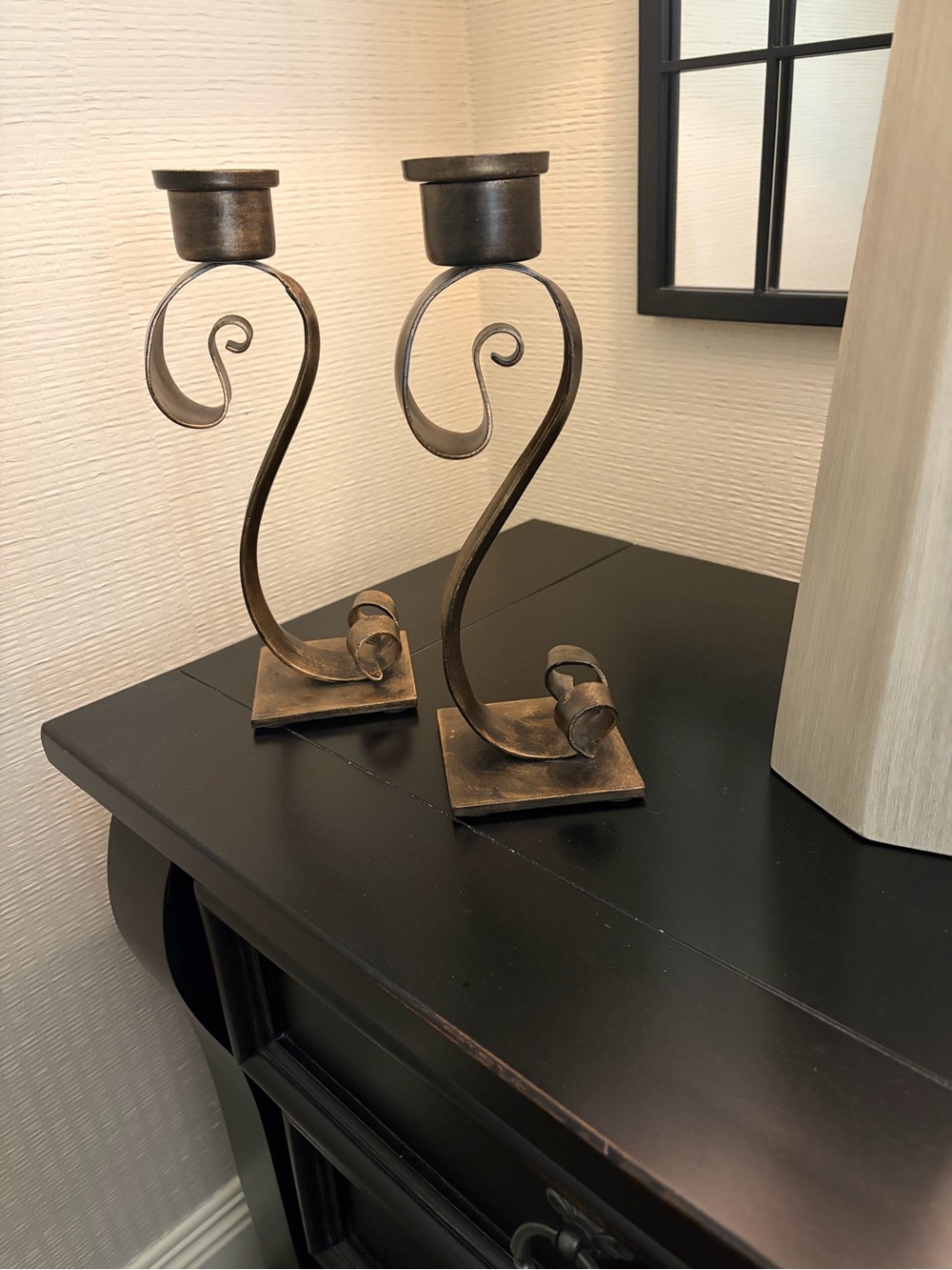T.J.Maxx Bronze Scroll Metal Candlestick Pair